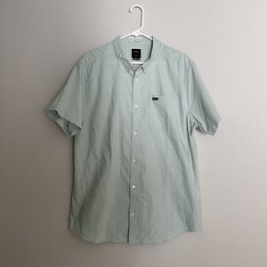 RVCA Shirt Mens Size Large Light Blue Solid Regular Fit Short Sleeve Button Up